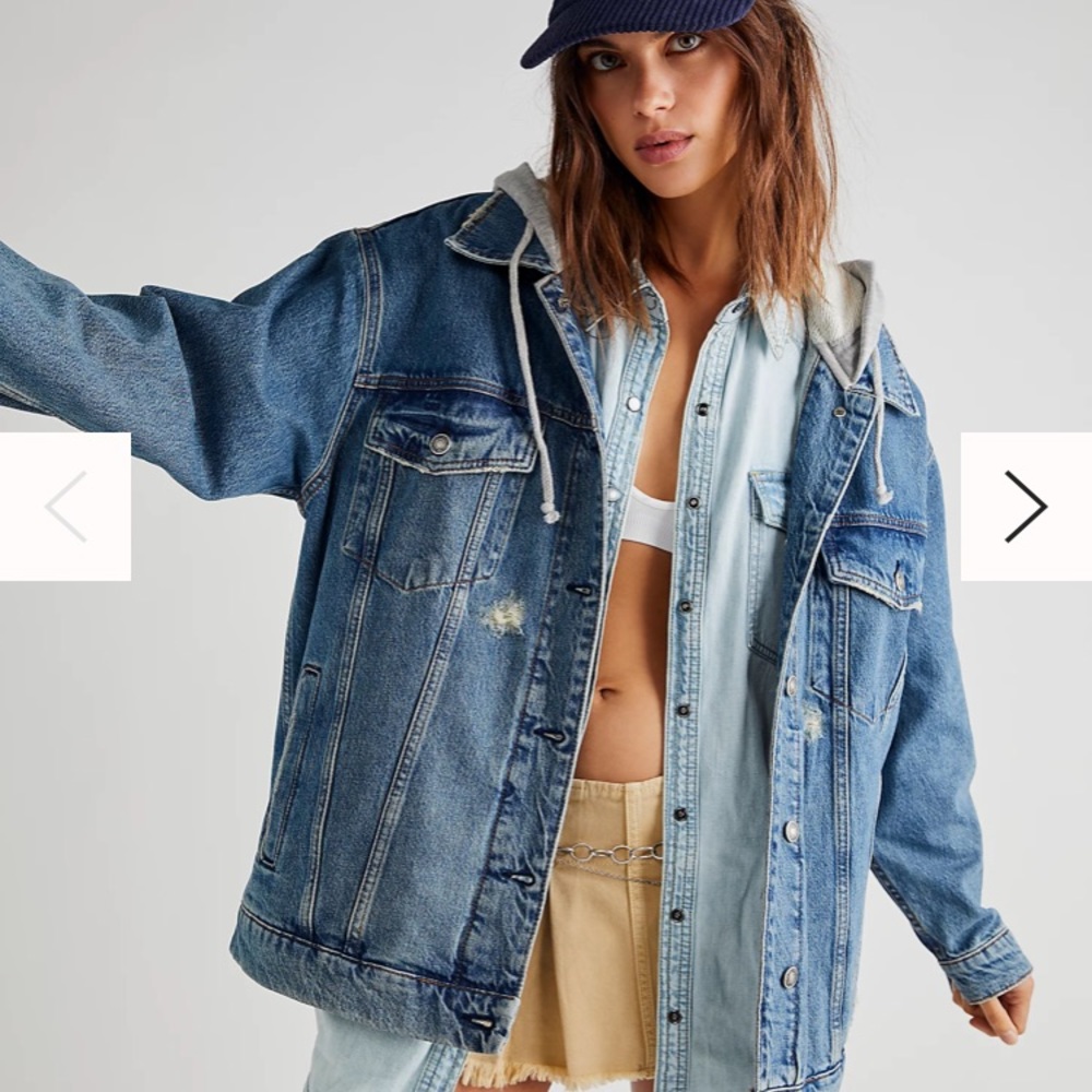 FP Flawless Hooded Denim Jacket Size XL